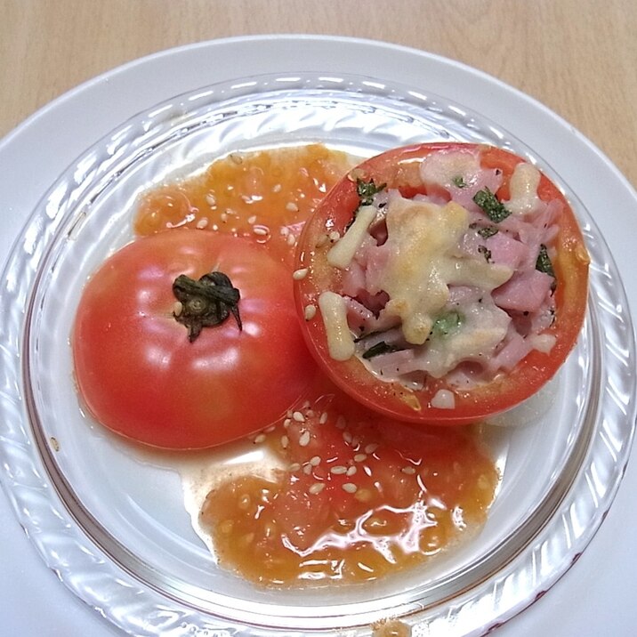 ハム詰め焼きトマト